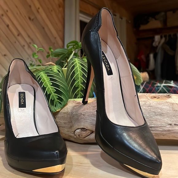 Escada black and gold leather heels - Picture 2 of 14